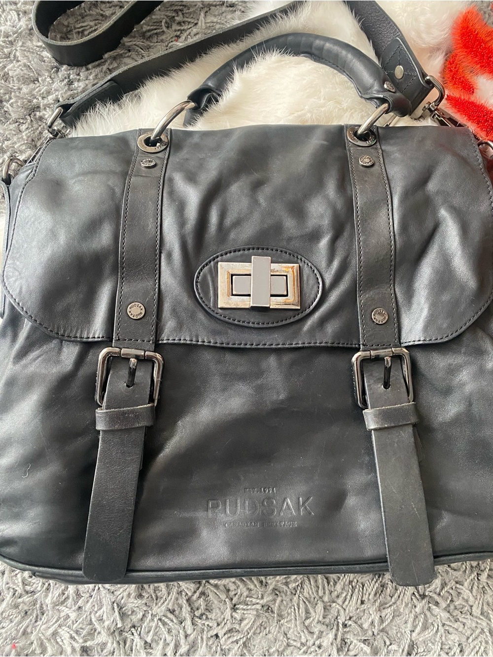 RUDSAK Black Leather satchel bag - Picture 2 of 11